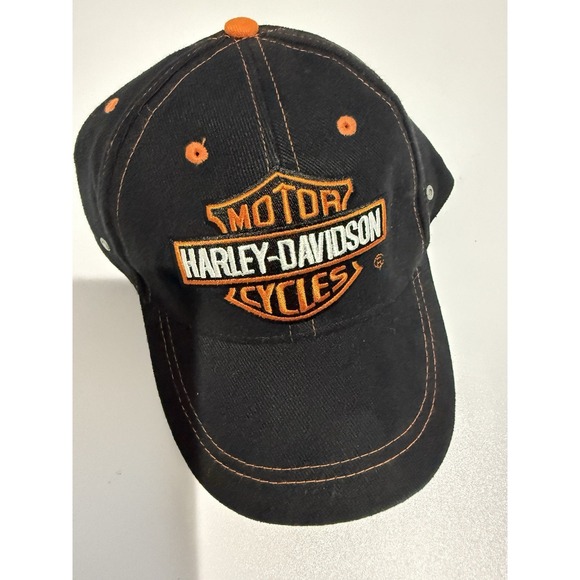 Harley Davidson Wrecking Crew Black Graphic Strap Back Baseball Hat Cap NWT - Picture 1 of 6